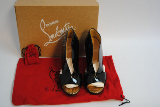 black Christian Louboutin black stampato toe heel, 36.5 EU