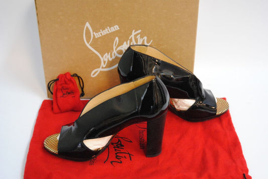 black Christian Louboutin black stampato toe heel, 36.5 EU