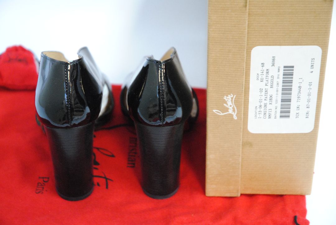 black Christian Louboutin black stampato toe heel, 36.5 EU