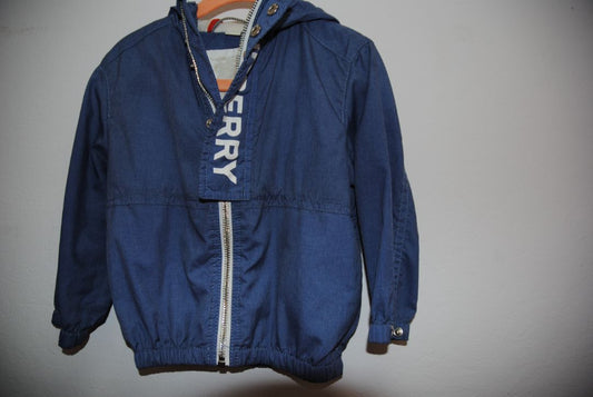 blue Burberry hooded zip, 18 mos