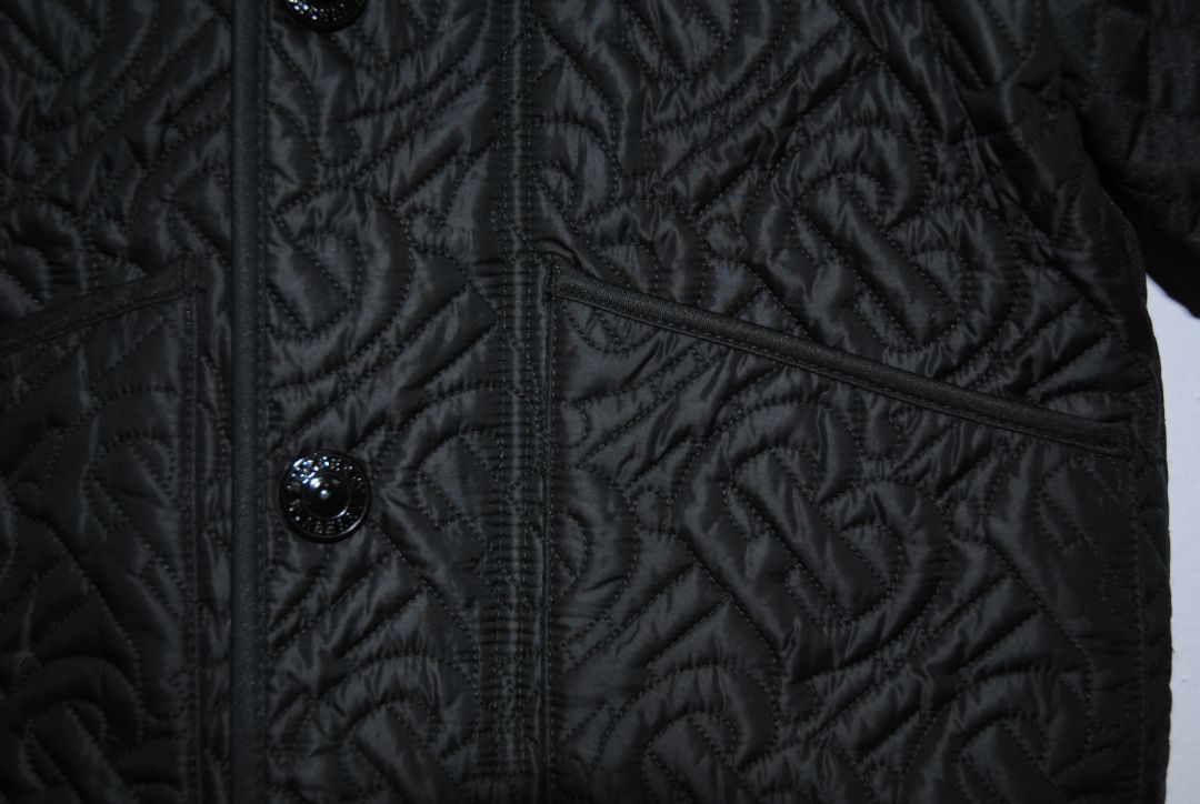 black Burberry quilt with hood jacket, 2 YRS