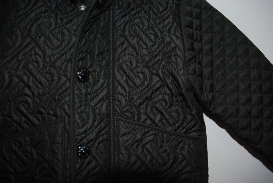 black Burberry quilt with hood jacket, 2 YRS