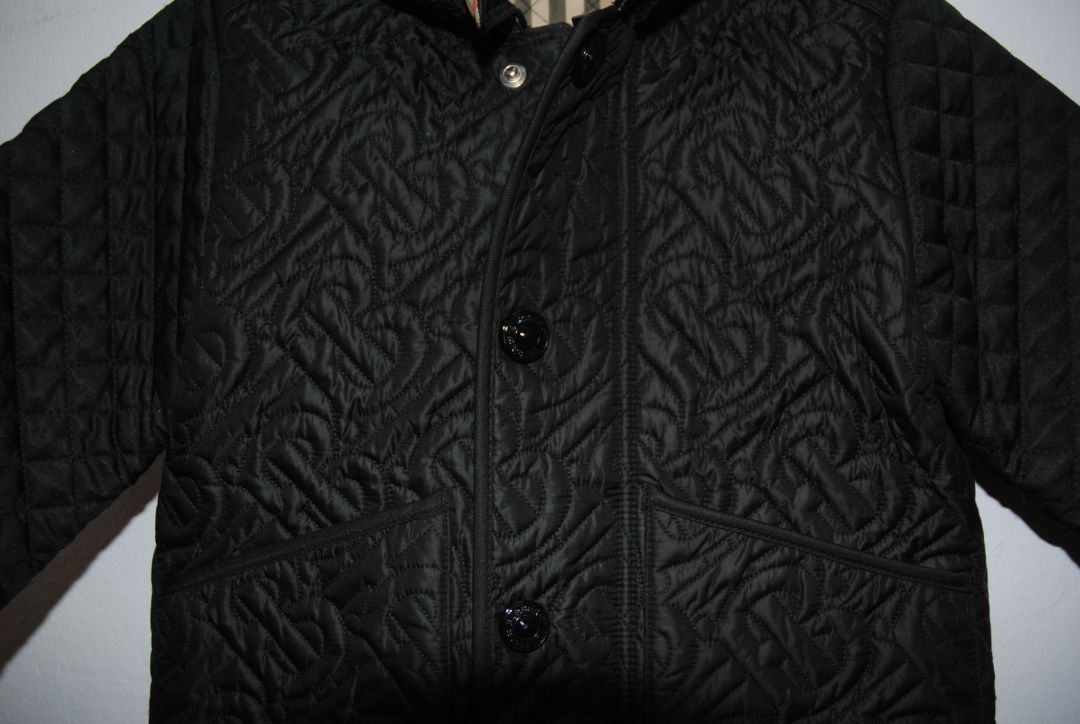 black Burberry quilt with hood jacket, 2 YRS