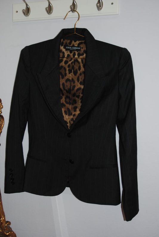 black and charcoal pintstripe Dolce & Gabbana pinstripe coat, 42 EU