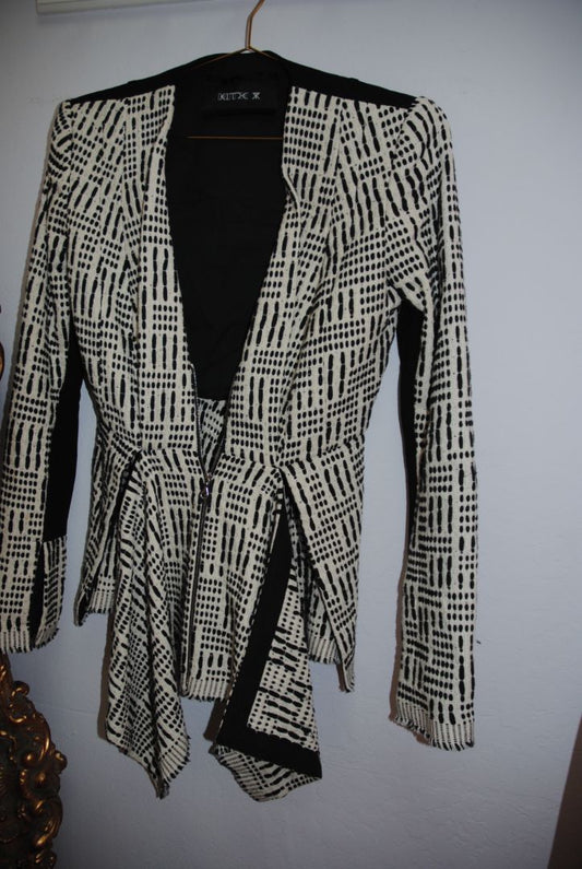 black and white KITX open zip tweed, 6