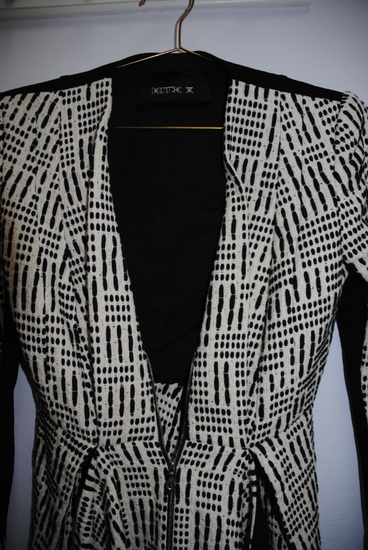black and white KITX open zip tweed, 6