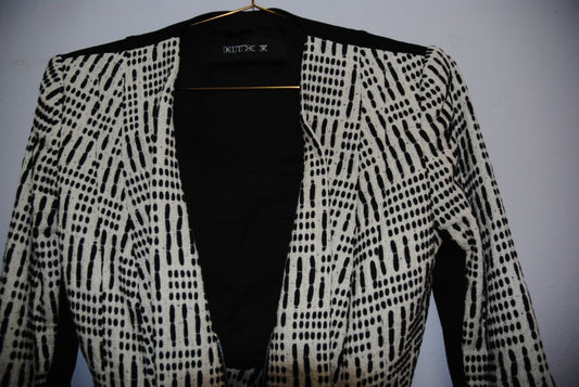 black and white KITX open zip tweed, 6