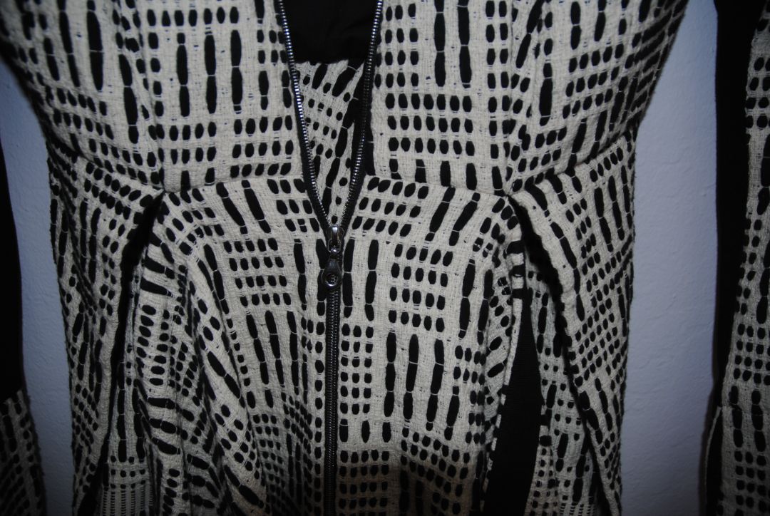 black and white KITX open zip tweed, 6