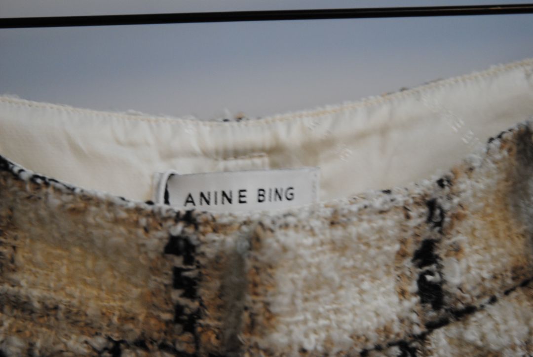 black and white Anine Bing tweed shorts, 8