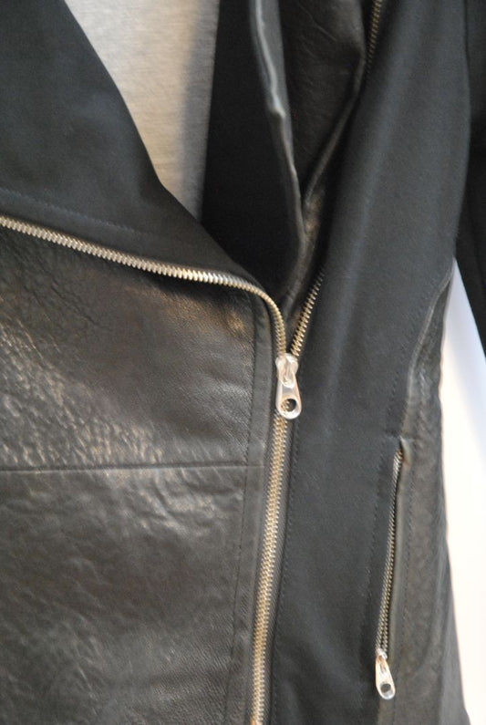 black Ted Baker Faux Leather & Knit Moto Jacket, 3 EU