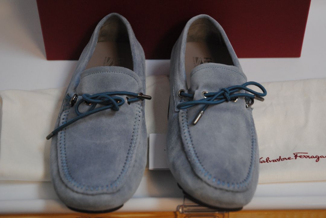 blue Salvatore Ferragamo Salamanca Driving Moccasins/ Loafers, 10.5 US