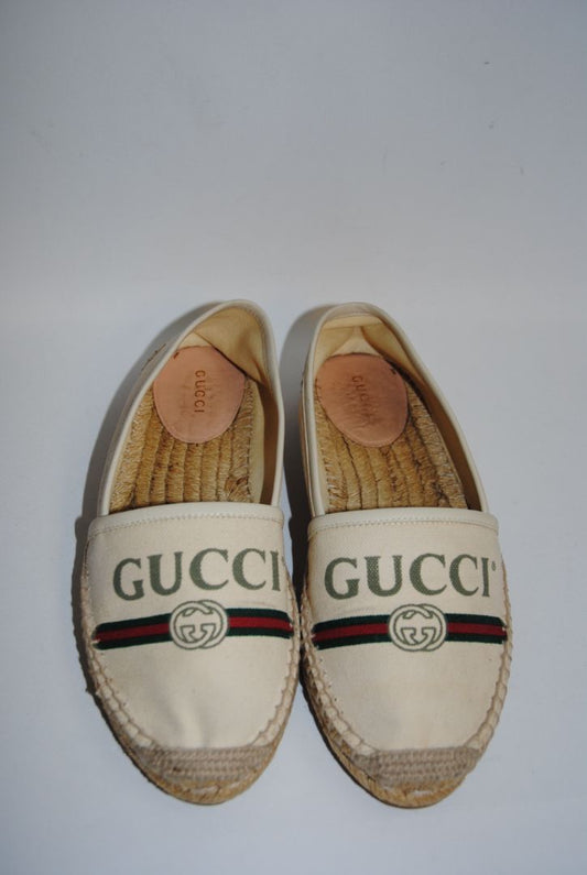 white Gucci GG canvas espadrilles, 35.5 EU