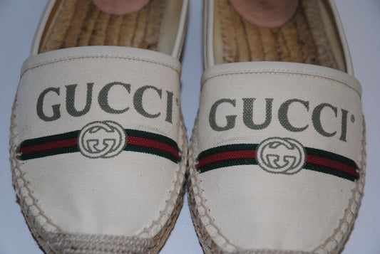 white Gucci GG canvas espadrilles, 35.5 EU