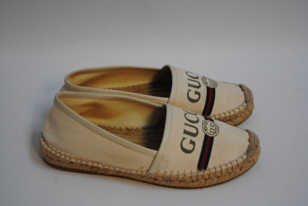 white Gucci GG canvas espadrilles, 35.5 EU