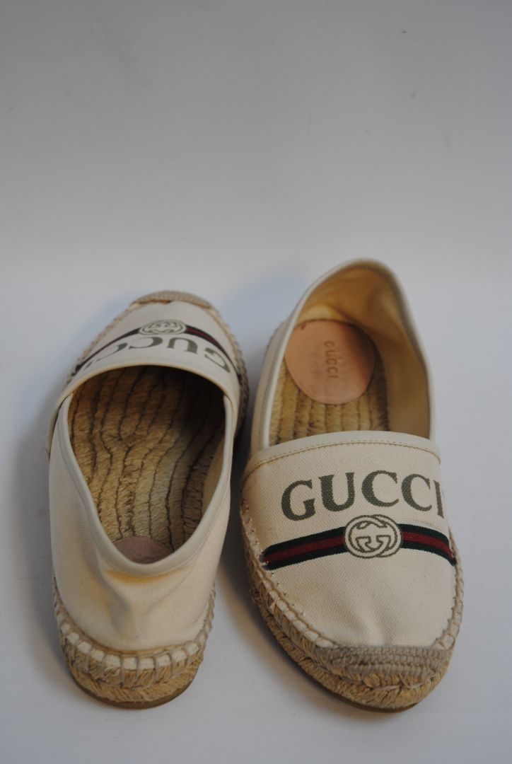 white Gucci GG canvas espadrilles, 35.5 EU