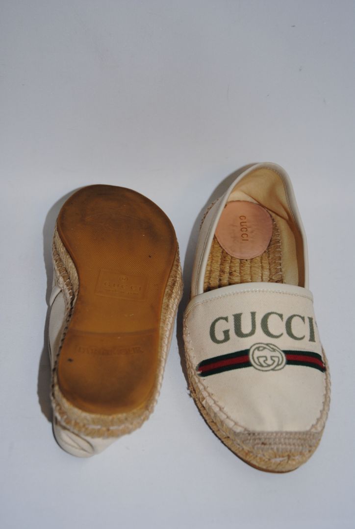 white Gucci GG canvas espadrilles, 35.5 EU