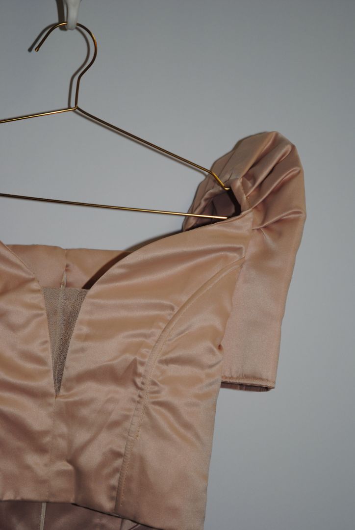 blush NA bustier top satin filipiniana, S