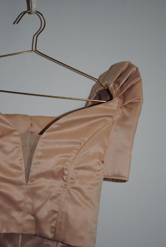 blush NA bustier top satin filipiniana, S