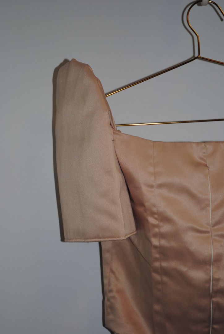blush NA bustier top satin filipiniana, S