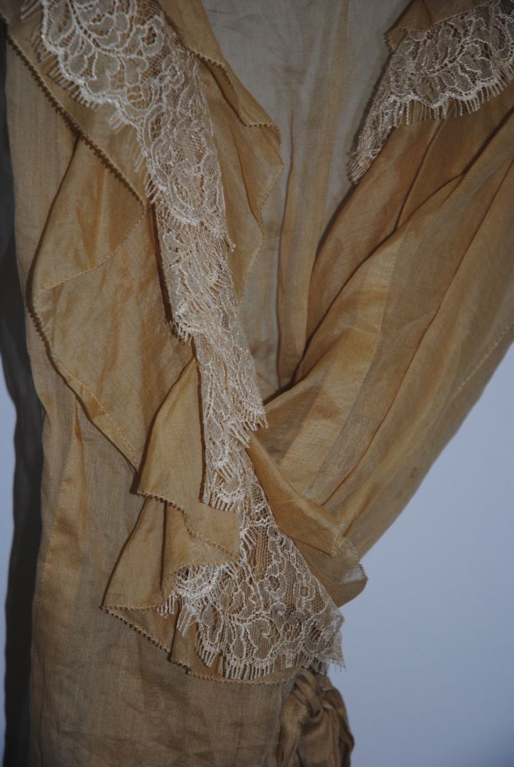 beige Ralph Lauren lace trim sheer top, S