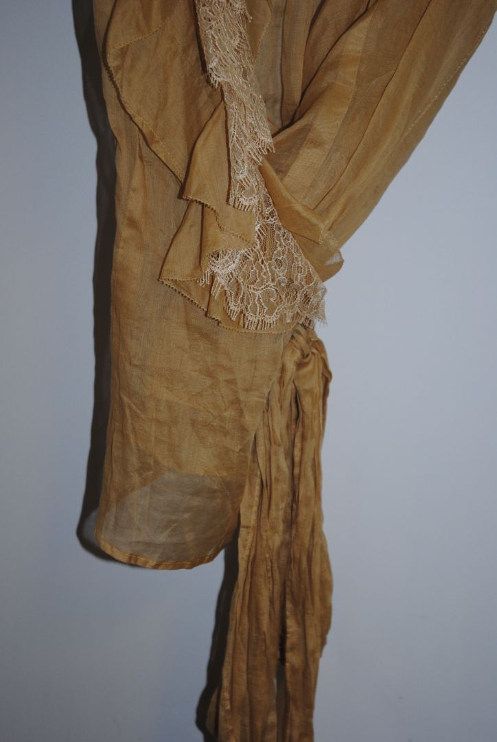 beige Ralph Lauren lace trim sheer top, S