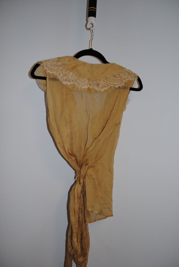 beige Ralph Lauren lace trim sheer top, S