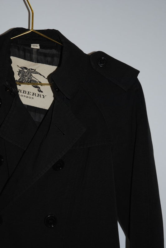 black Burberry black trench heritage coat, S