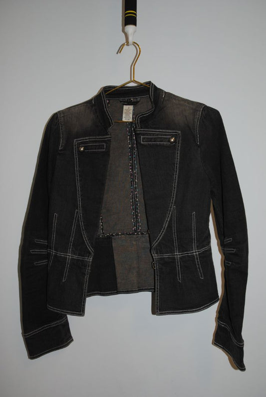 black denim Marc Jacobs military cropped jacket, 2