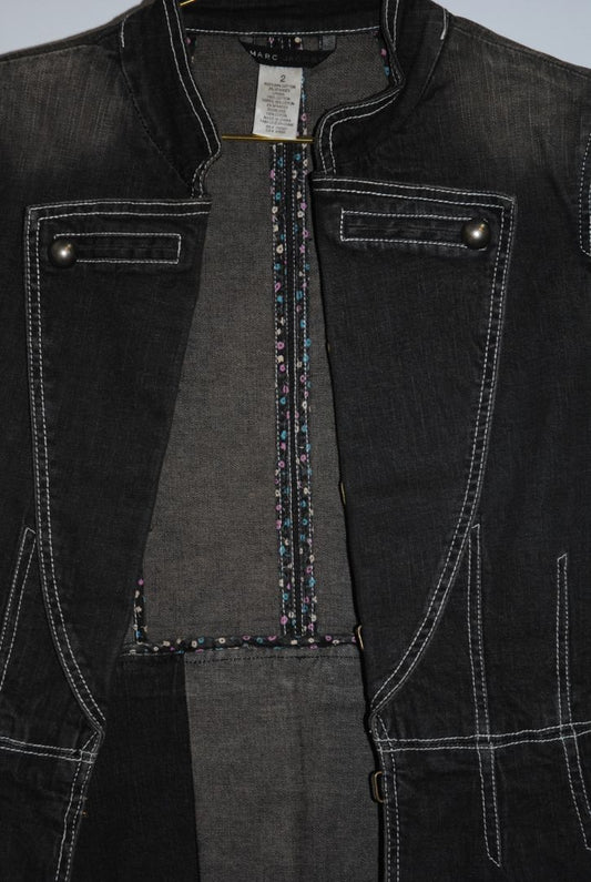 black denim Marc Jacobs military cropped jacket, 2