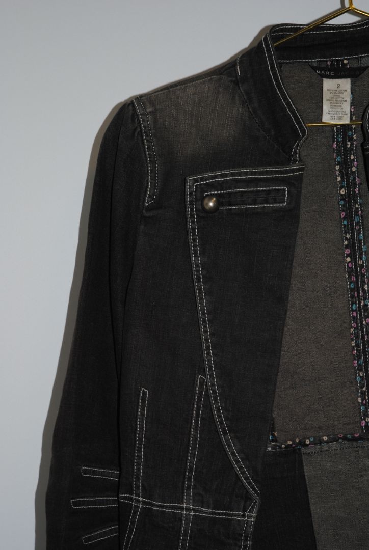 black denim Marc Jacobs military cropped jacket, 2