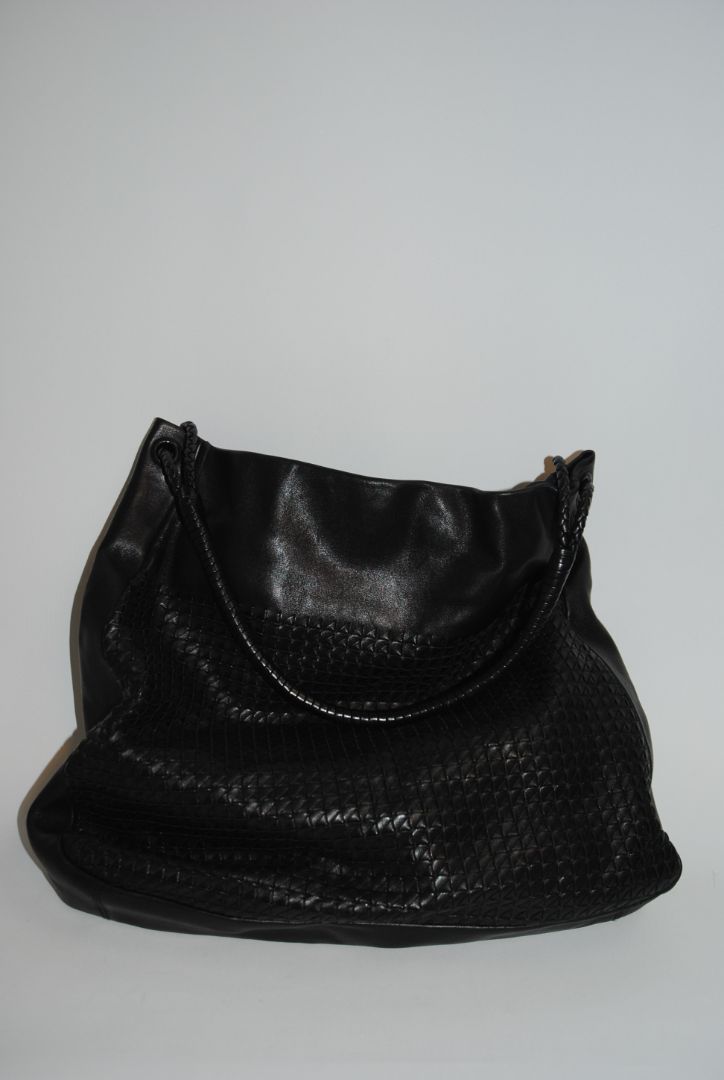 black Bottega Veneta Woven Embossed Leather Hobo Bag, Dimensions (approx): 20” L x 15” H x 7” D Handle Drop: 10” braided leather shoulder strap