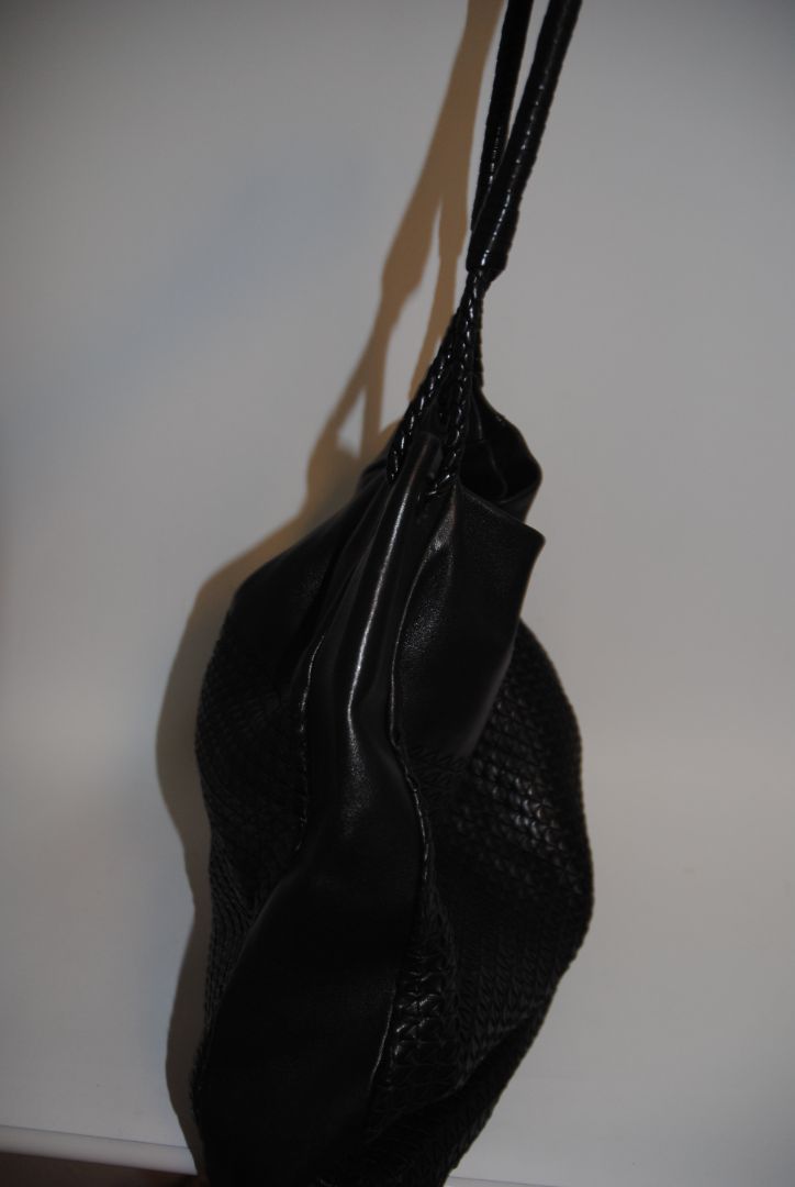black Bottega Veneta Woven Embossed Leather Hobo Bag, Dimensions (approx): 20” L x 15” H x 7” D Handle Drop: 10” braided leather shoulder strap