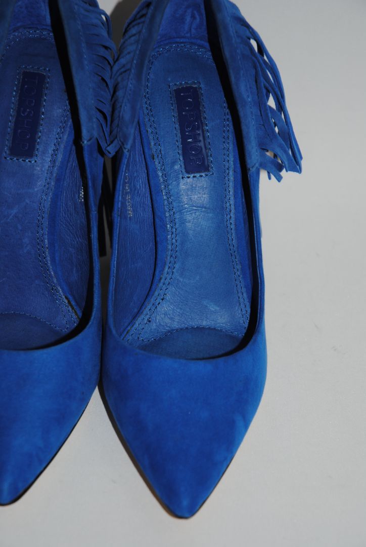 blue Topshop fringe pumps, 7