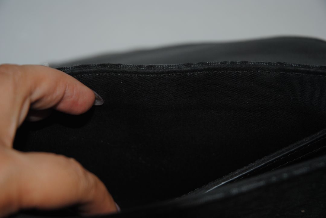 black Christian Dior Jacquard Saddle Bag with Leather Trim & Buckle Clasp, Approx. 9.5” W × 6.5” H × 2.5” D