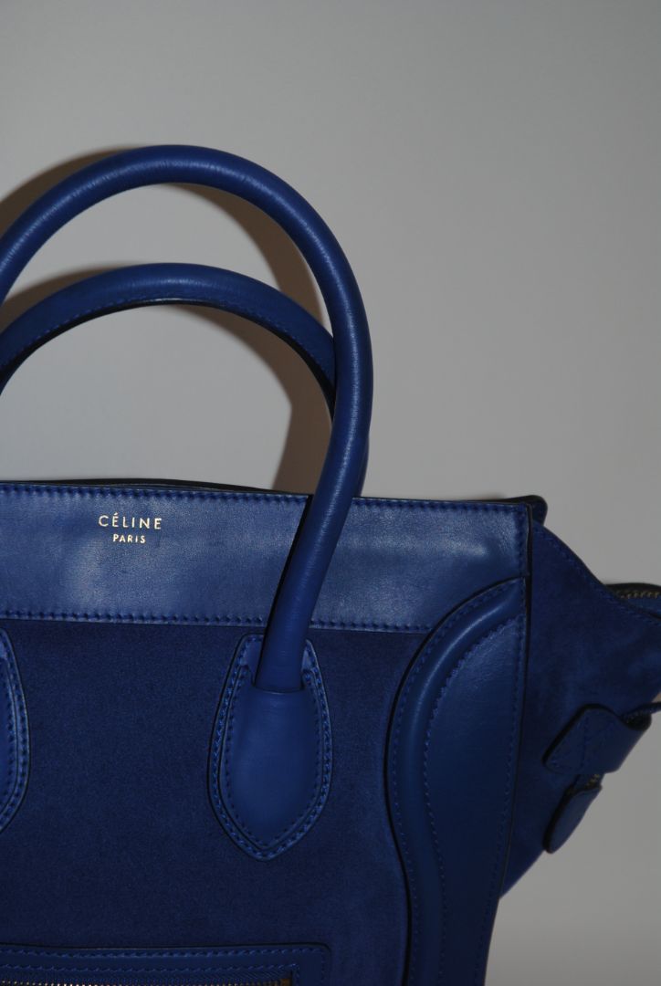 electric blue Celine Phantom Tote, 📏 Dimensions Height: 12” (30.5 cm) Width: 12” (30.5 cm) at base, expanding to 21” (53 cm) at top with wings extended Depth: 7” (18 cm) Handle Drop: 5” (12.5 cm)