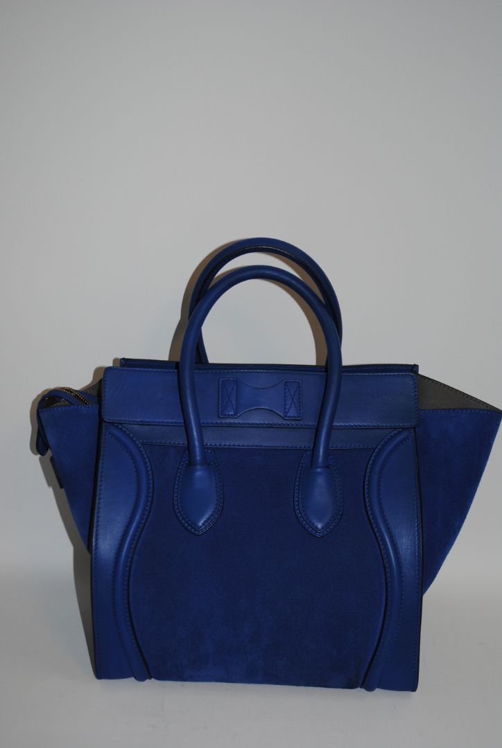 electric blue Celine Phantom Tote, 📏 Dimensions Height: 12” (30.5 cm) Width: 12” (30.5 cm) at base, expanding to 21” (53 cm) at top with wings extended Depth: 7” (18 cm) Handle Drop: 5” (12.5 cm)