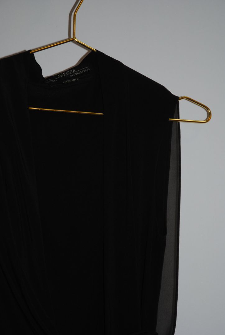 black All Saints silk wrap dress, 2