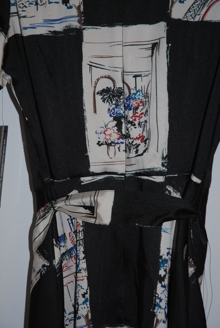 black and paris print Karl Lagerfeld puff belted dress, 2