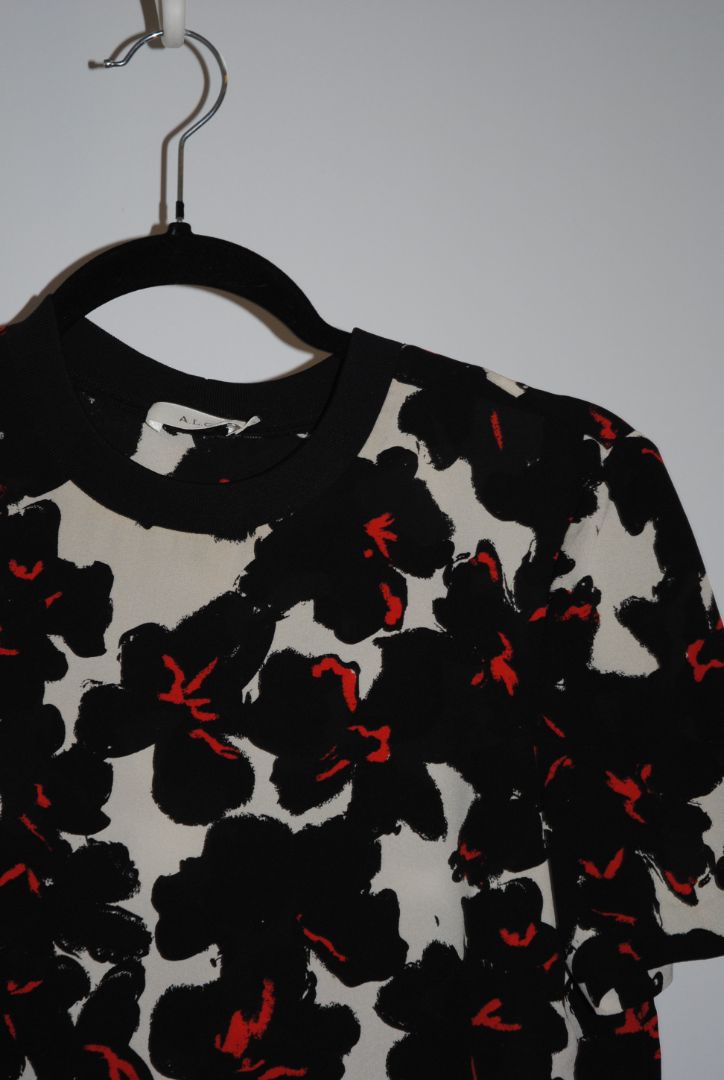 red and black A.L.C silk floral blouse, 2