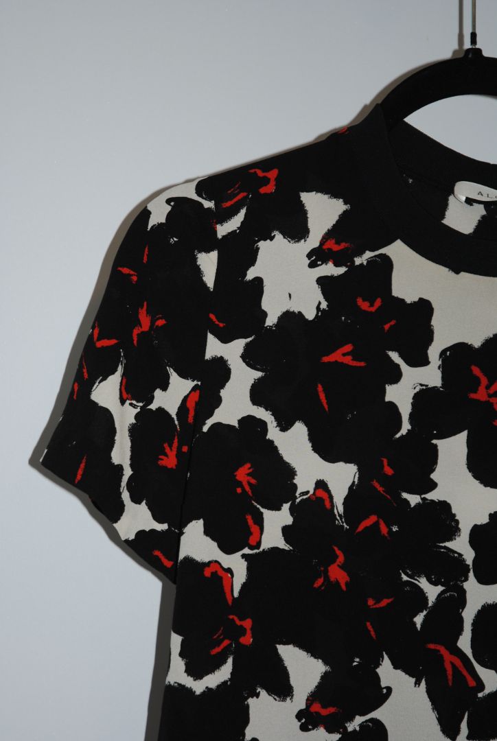 red and black A.L.C silk floral blouse, 2