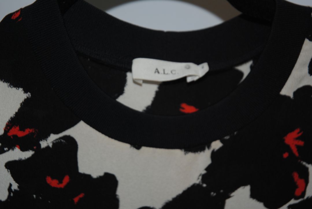 red and black A.L.C silk floral blouse, 2