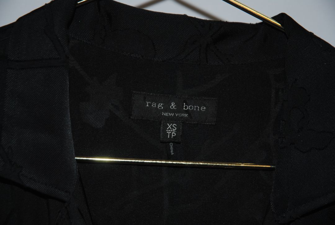 black Rag & Bone Branch Print Silk Wrap Blouse, xs