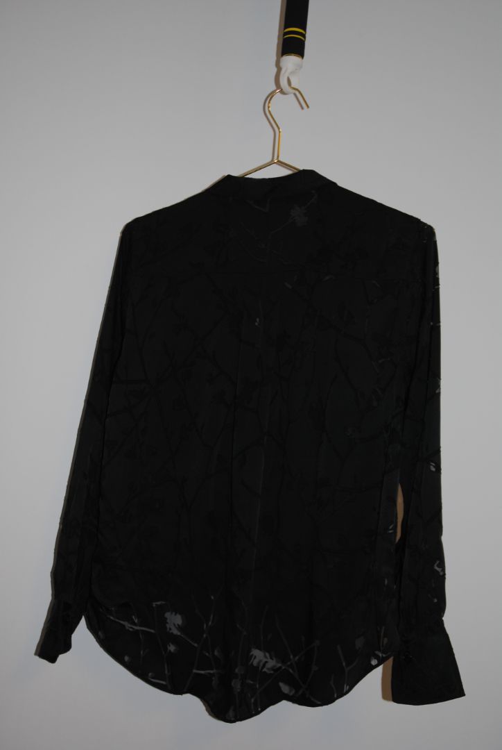 black Rag & Bone Branch Print Silk Wrap Blouse, xs
