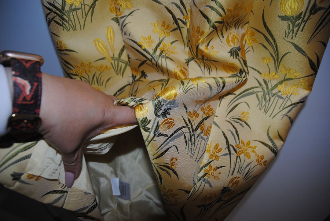 yellow and green Cara Cara jacquard dress, 0