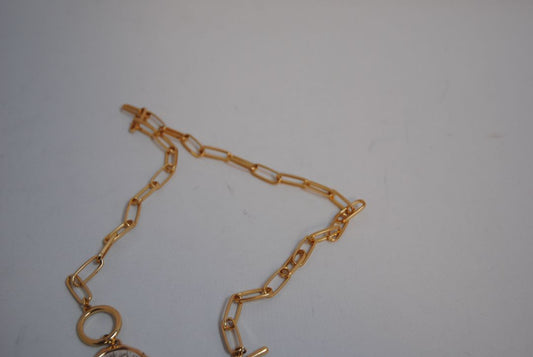gold plated NA toggle necklace, Shorter gold chain (14-16”)