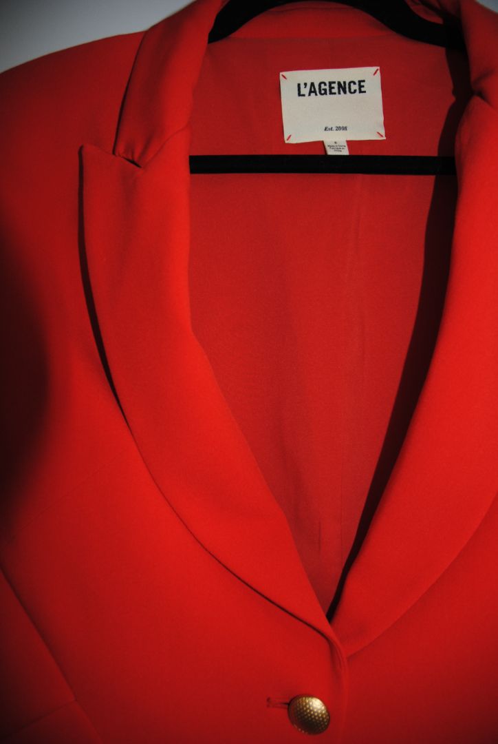red L'Agence luxe lapel blazer, 6
