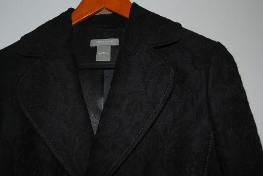 black Ann Taylor jacquard coat, 12P