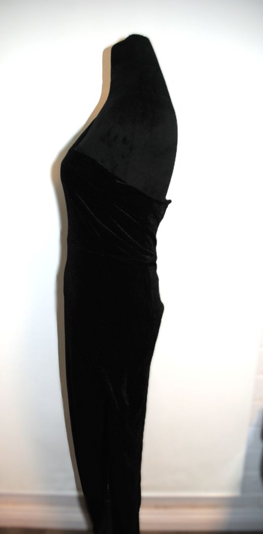 Lulus Black Strapless Ruffle Slit Gown M