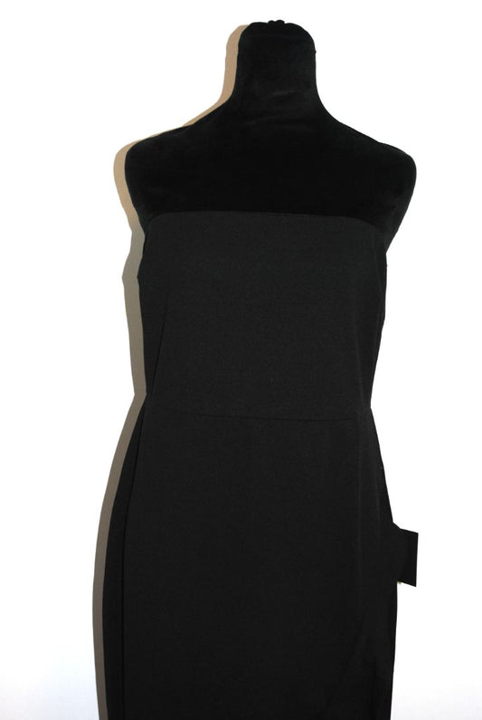 black Lulus slit ruffle black strapless gown, M,L