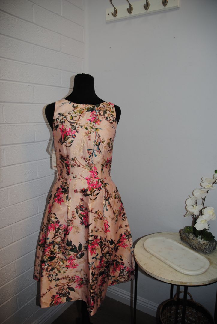 pink floral Ted Baker jacquard dress, 1 EU